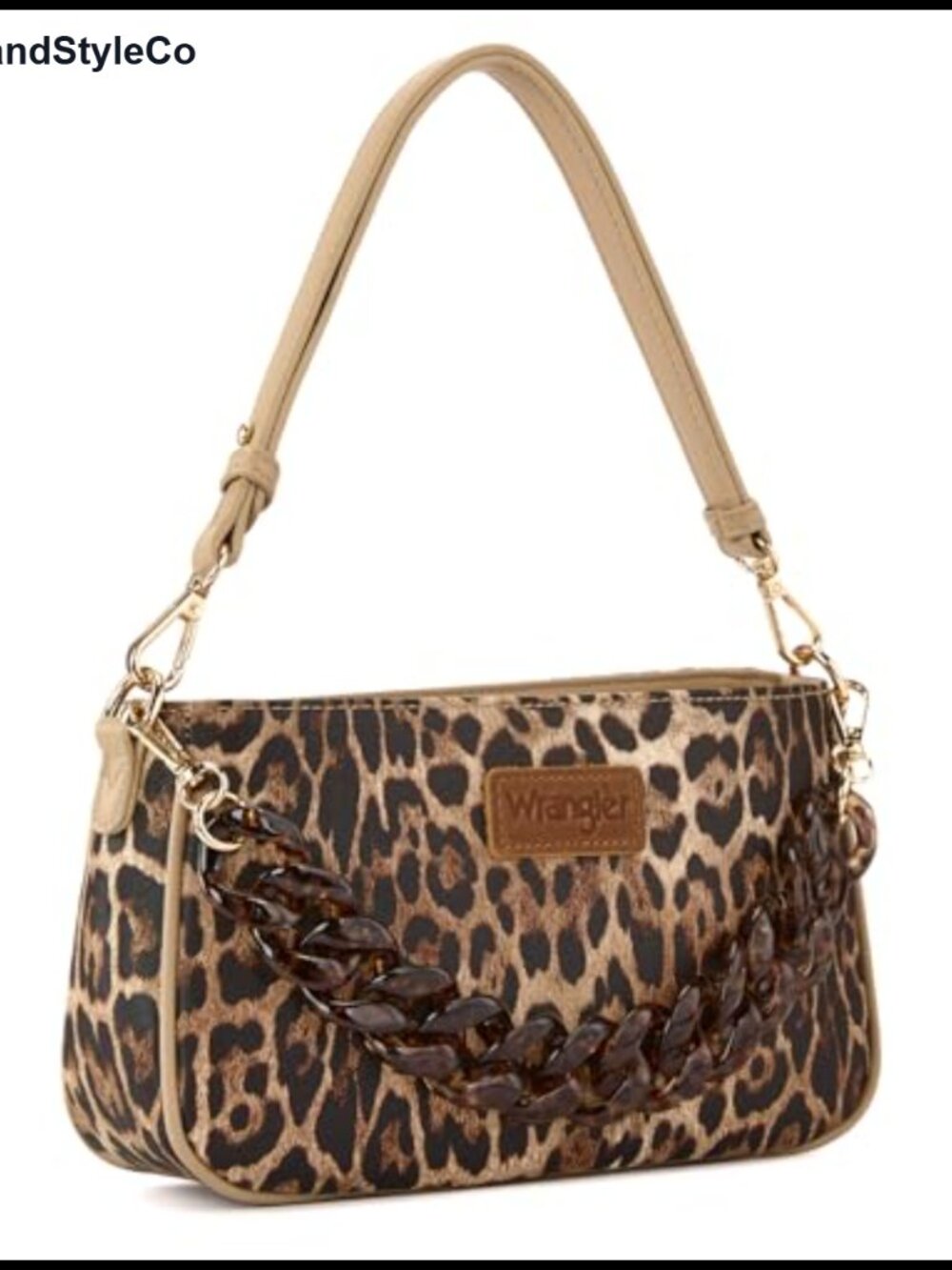 Small Cheetah Print Hobo Shoulder Bag Clutch with Acrylic Strap
